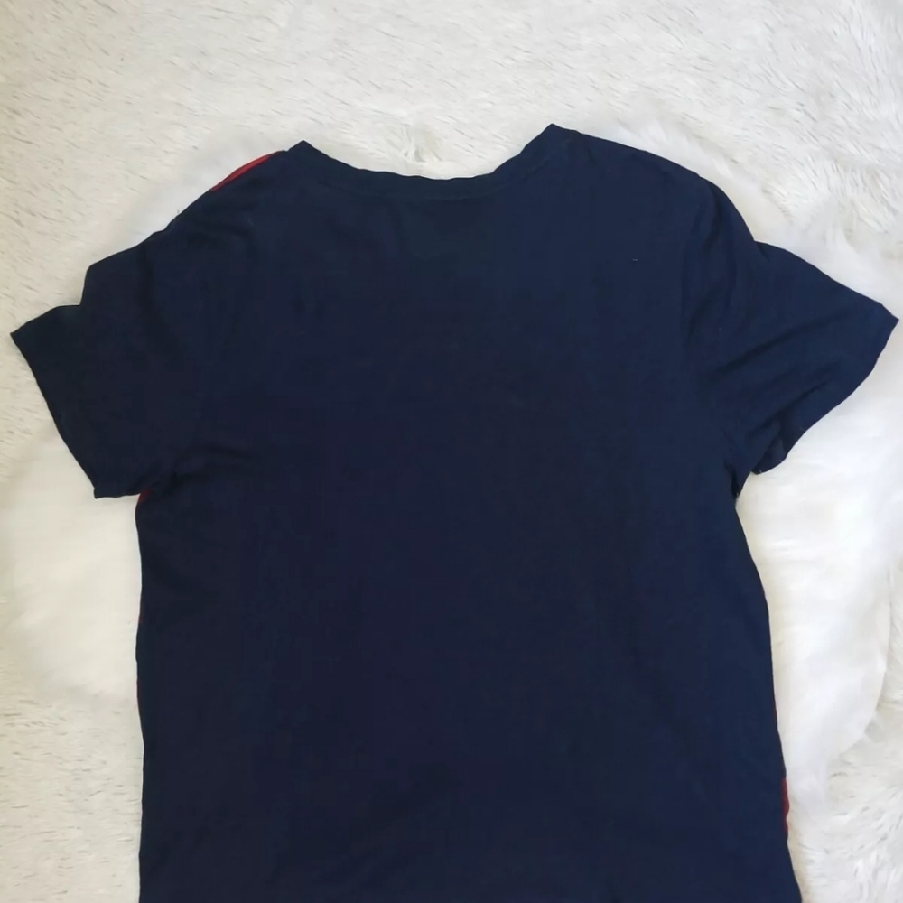 J Crew Navy Blue Red Checkered Sequin Beaded Shirt - Picture 5 of 10